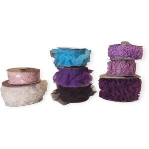 Lot of 8 Assorted Tulle Ruffle Trim Partial Used Sewing Craft Costume Design DIY